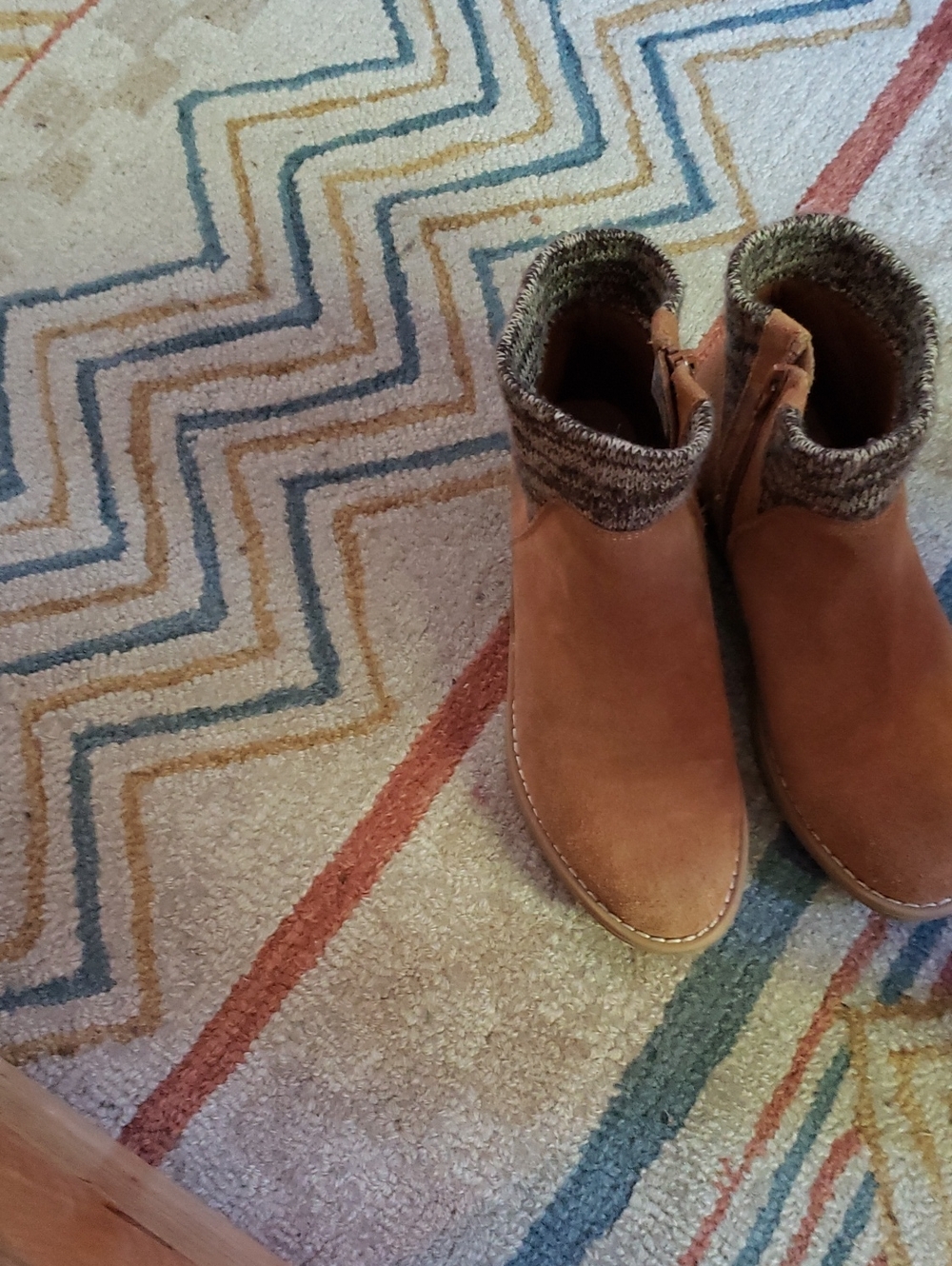 George Tan Suede Ankle Booties with Knit Cuff